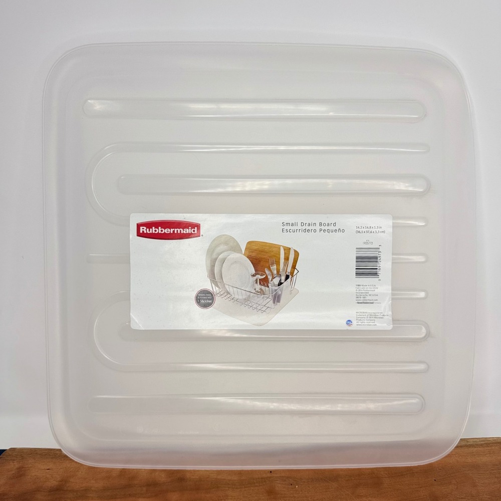 New Rubbermaid Small Drain Board 1180 14"x15" Clear Plastic Dish Drying Tray USA